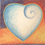 'Crystael, Healing of the Heart'- Oliepastel op aquarelpapier - 30x30cm-zonder passepartout - 10€ - intuïtieve tekening nav invoelen Lichtremedie 'Crystael 12'