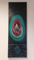 'Cosmic Teachings' @ElianeKunnen - acryl, zijkanten mee beschilderd, 40x100cm - 175€, incl ophangsysteem