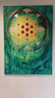 'Cosmic Teachings' @ElianeKunnen - acryl, zijkanten mee beschilderd, 100x140cm - 225€, incl ophangsysteem _ afwerking vernis