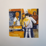 'Le Chef' @ElianeKunnen - aquarel incl passe-partout, 50x50cm - 75€